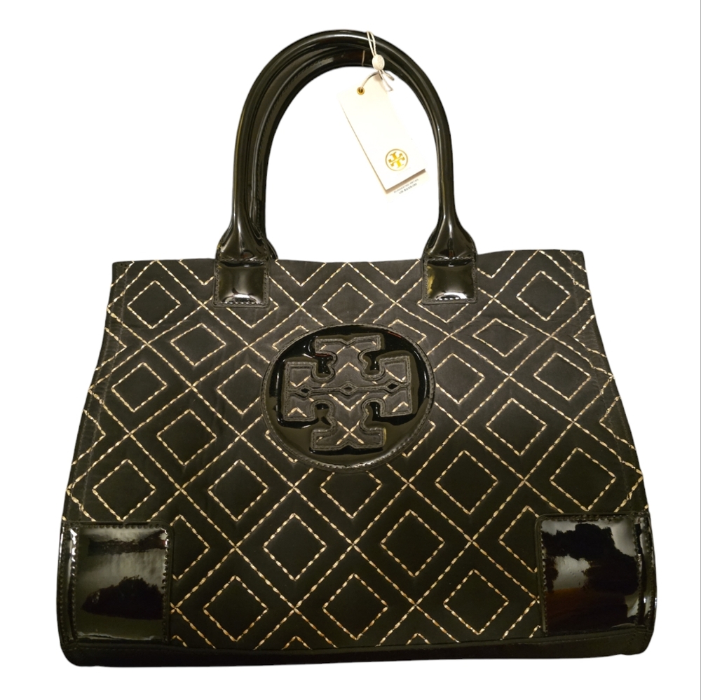 Tory Burch Black Diamond Pattern Tote